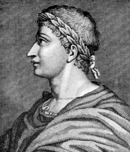 The Latin poet, Ovid, wearing the laurel wreath